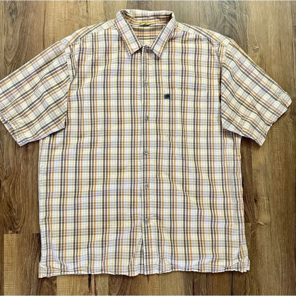 The North Face Men’s Beige Multi Color‎ Plaid Short Sleeve Button Down Size XL